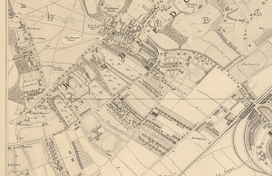 Mappa Antica del Sud Ovest di Londra, 1862 di Edward Stanford - Wimbledon, Merton, Summerstown - SW19, SW17, SW20 