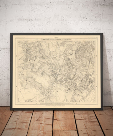 Old Map of South East London, 1862 by Edward Stanford - Norwood, Crystal Palace, Penge, Sydenham - SE27, SE19, SE20, SE26
