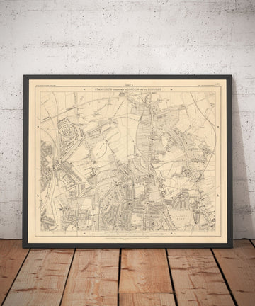 Mapa personalizado de Londres por Edward Stanford, 1862 - Diseño y haga su propio mapa viejo
