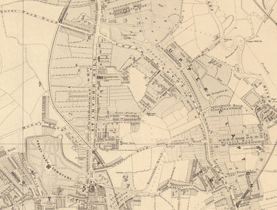 Old Map of North London, 1862 by Edward Stanford - Finsbury Park, Hackney Downs, Stoke Newington, Clapton - N4, N5, N15, N16, E5