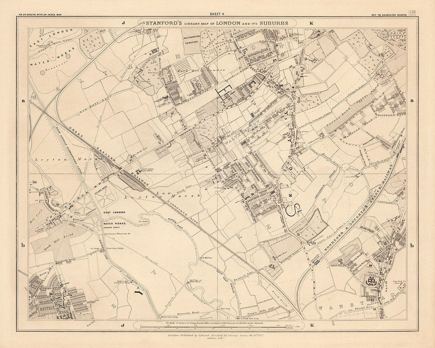 Old Map of North East London, 1862 by Edward Stanford - Walthamstow, Leyton, Wanstead, Leytonstone, Lea - E5, E10, E11, E17