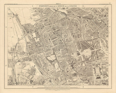 Old Map of West London, 1862 by Edward Stanford - Notting Hill, Kensington, Portobello Road, Shepherds Bush, Bayswater - W11, W2, W8, SW7, W14, W6, W12, W10