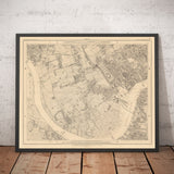 Mappa antica di West London nel 1862 di Edward Stanford - Fulham, Brompton, Battersea, Hammersmith - SW6, SW10, SW15, SW18, SW10, SW11, SW5, W6, W14 