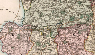 Old Map of Surrey 1829 by Greenwood & Co. - Woking, Guildford, Croydon, Richmond