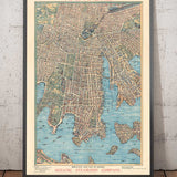 Old Map of Sydney 1902 by John Andrew - Coves Bays, Harbours, Port Jackson, Central Station, Botanic Garden