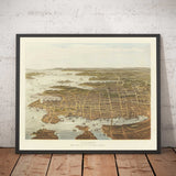 Alter Vogelblick auf Sydney im Jahr 1875 von William Collins - New South Wales, St George, Sutherland Shire, Süden, Inner West 