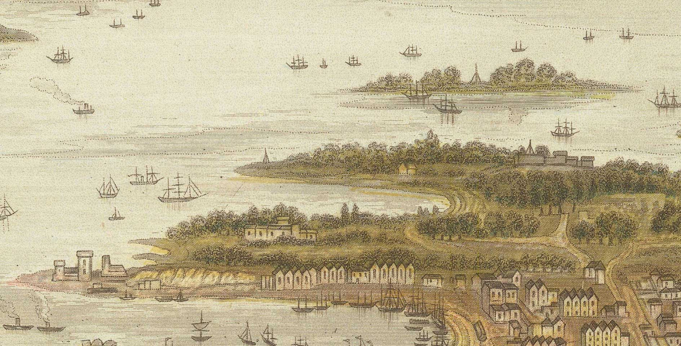 Old Bird Eye's View of Sydney in 1875 by William Collins - New South Wales, St George, Sutherland Shire, South, Inner West
