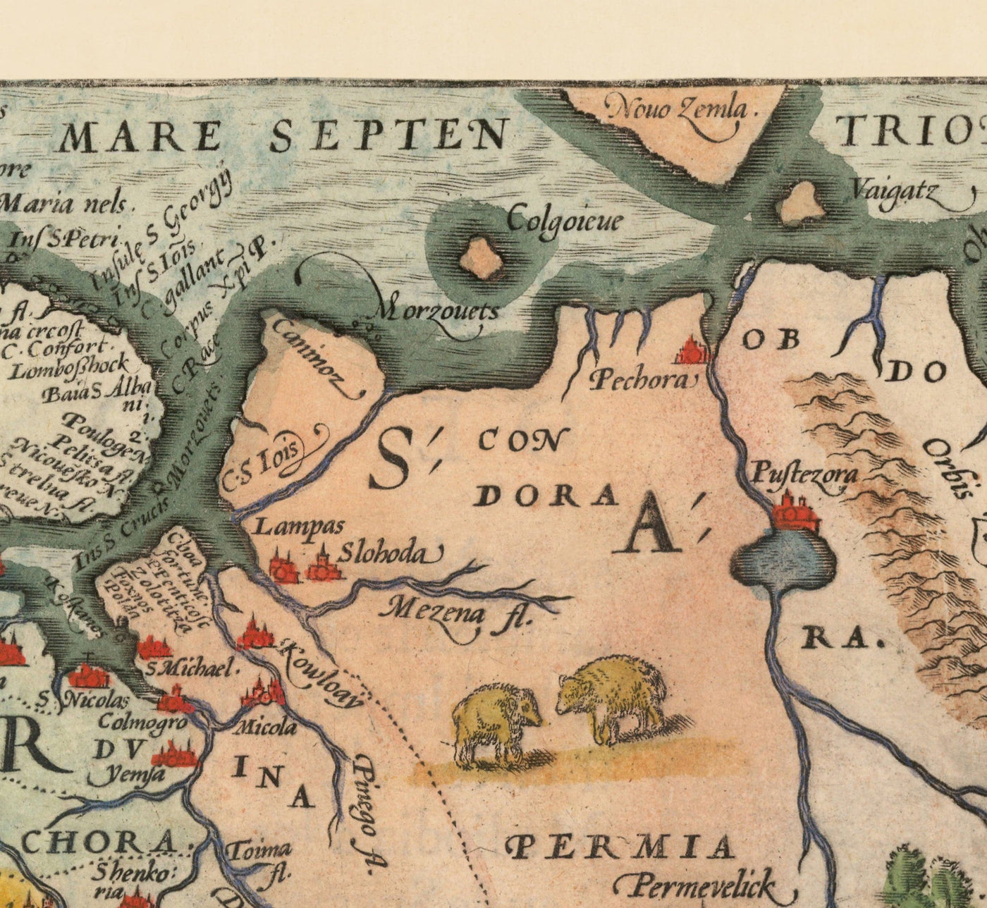 Old Map of Russia and Tartary, 1584 by Ortelius - Rare Chart of Moscow, Siberia, Kazakhstan, Turkmenistan, Uzbekistan