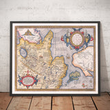 Viejo Mapa de Tartary (Rusia, Siberia, China) en 1584 por Ortelius - Carta rara de Asia Central, América, Japón