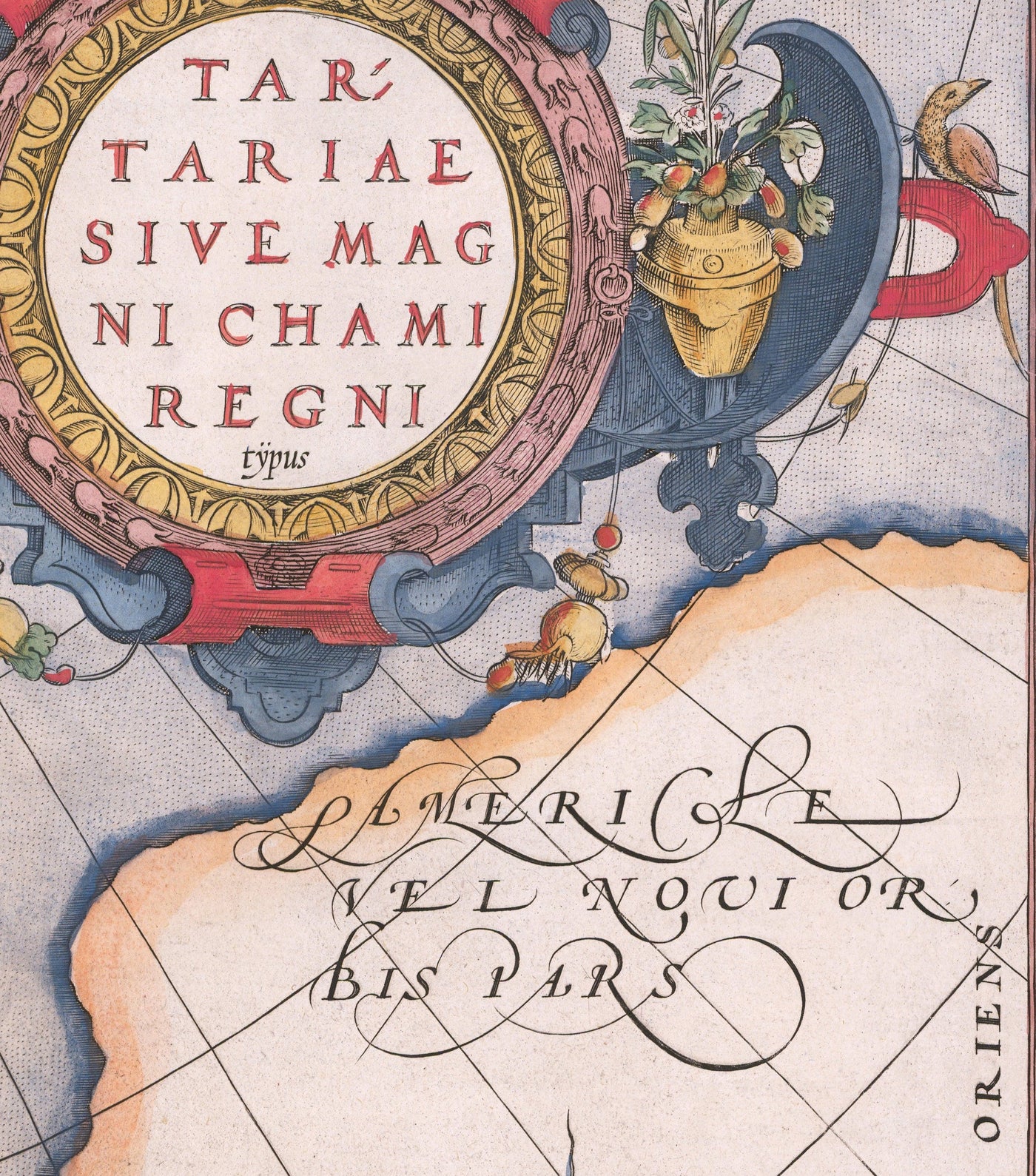 Old Map of Tartary (Russia, Siberia, China) in 1584 by Ortelius - Rare Chart of Central Asia, America, Japan