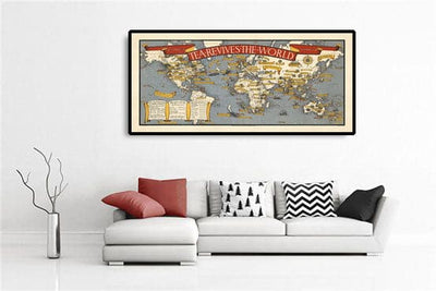 Tea Revives The World, 1940 by Max Gill - Rare World Map For Tea Drinkers!