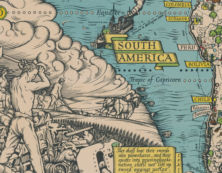 The Atlantic Charter by Max Gill, 1942 - World War 2 United Nations Wall Chart