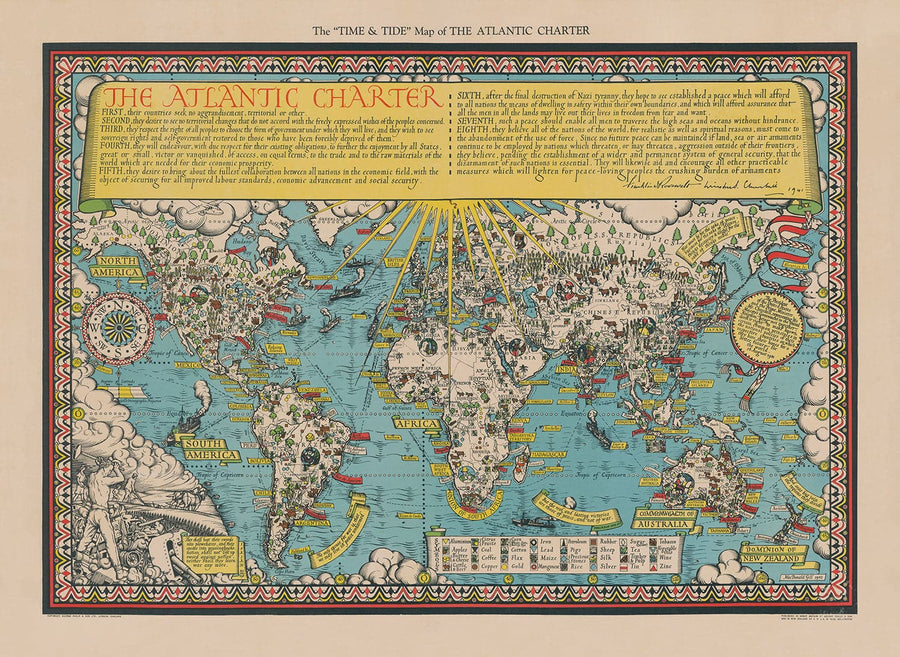 The Atlantic Charter by Max Gill, 1942 - World War 2 United Nations Wall Chart