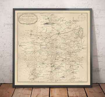 Old Map of Tunbridge Wells and 14 miles around by Jasper Sprange, 1802 - Kent, East Sussex