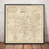 Mappa Antica di Tunbridge Wells e 14 miglia attorno di Jasper Sprange, 1802 - Kent, East Sussex 