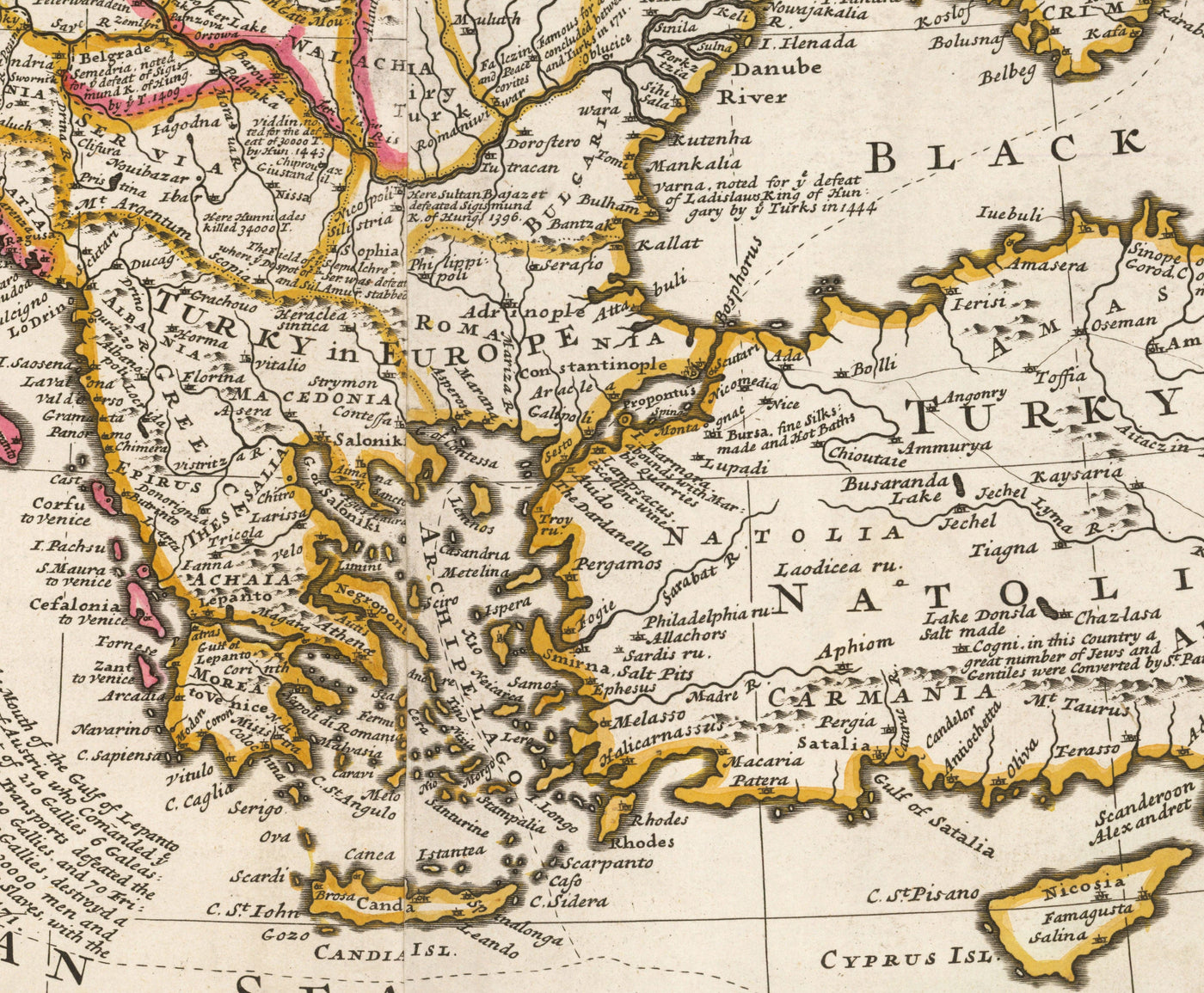 Old Map of Ottoman Empire, 1714 by Herman Moll - Turkish Empire - South Europe, North Africa, Balkans, Middle East