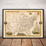 Alte Karte der USA, 1851 von Tallis & Rapkin - Großes Texas, Westliches und Missouri-Territorium, seltsame Grenzen 