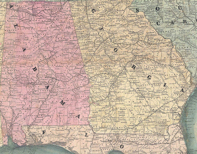 Lloyd's Map of the Southern States, 1862 - Rare Old Confederacy Civil War Map - USA