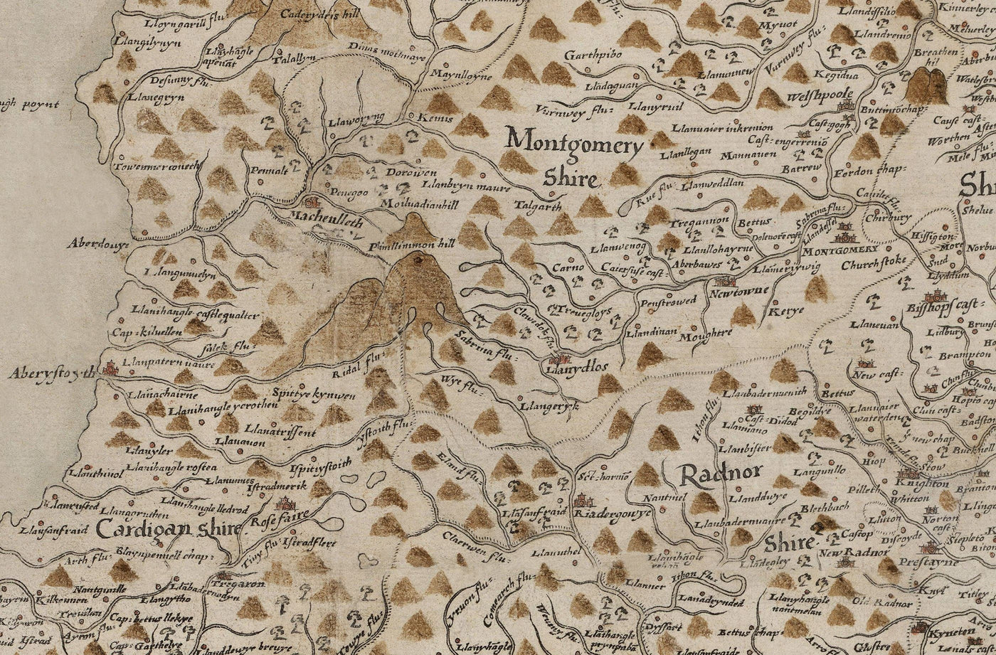 Map Awales Old Map of Wales, Cymru by Christopher Saxton in 1580 - First Accurate ...