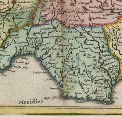 Rare Old Map of Wales by Jean Blaeu, 1645 - from the Theatrum Orbis Terrarum Sive Atlas Novus