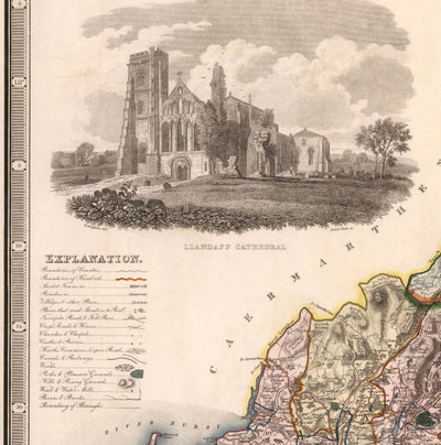 Old Map of South Wales, 1829 by Greenwood & Co. - Glamorgan, Cardiff, Brecon, Swansea