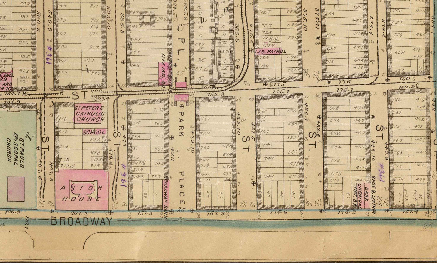 Old Map of Battery Park City & Tribeca, 1879 - Downtown Manhattan Wards NYC, Hudson River, Broadway, Greenwich St, West St
