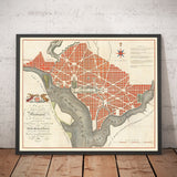 Very Old Map of Washington DC, 1795 by John Russell - Georgetown, White House, Capitol, White House, City Plan
