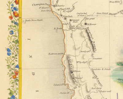 Old Map of Western Australia, 1851 by Tallis & Rapkin - Swan River British Colony, Perth, Peel, Bunbury, Fremantle