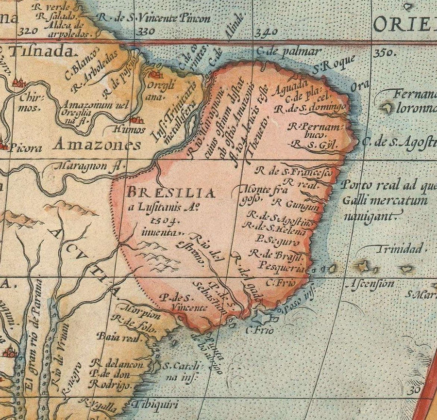 Ancienne carte North & South America 1572 - Première carte de l&