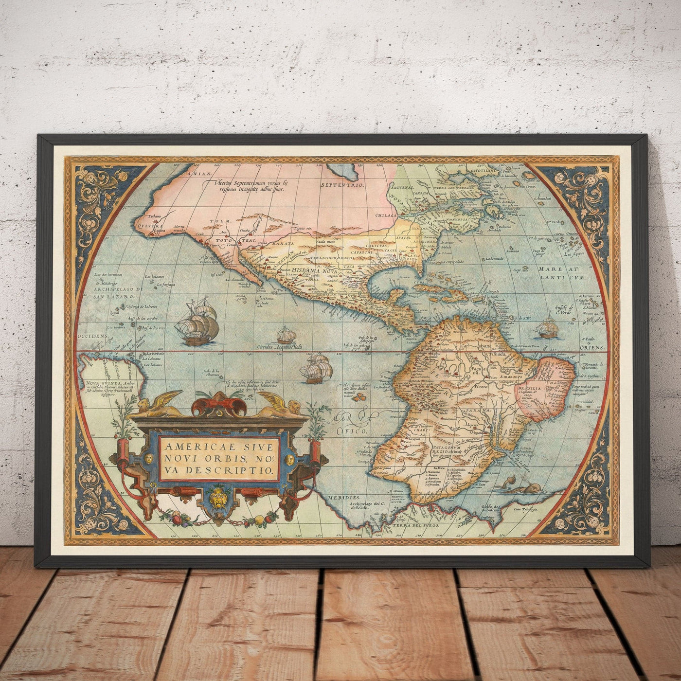 Old Map North & South America 1572 - First Map of the Western Hemisphere by Abraham Ortelius