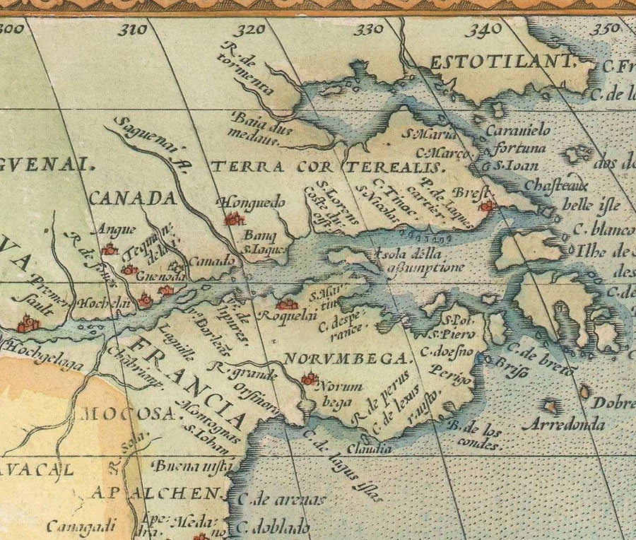 Ancienne carte North & South America 1572 - Première carte de l&