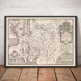 Alte monochrome Karte von Westmorland, 1611 von John Speed - Lake District, Cumbria, Kendal, Windermere, Grasmere 