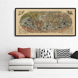 Old World Map, 1565 by Ferando Bertelli - Ancient Atlas Wall Chart - Terra Incognita, Cherubs, Australis